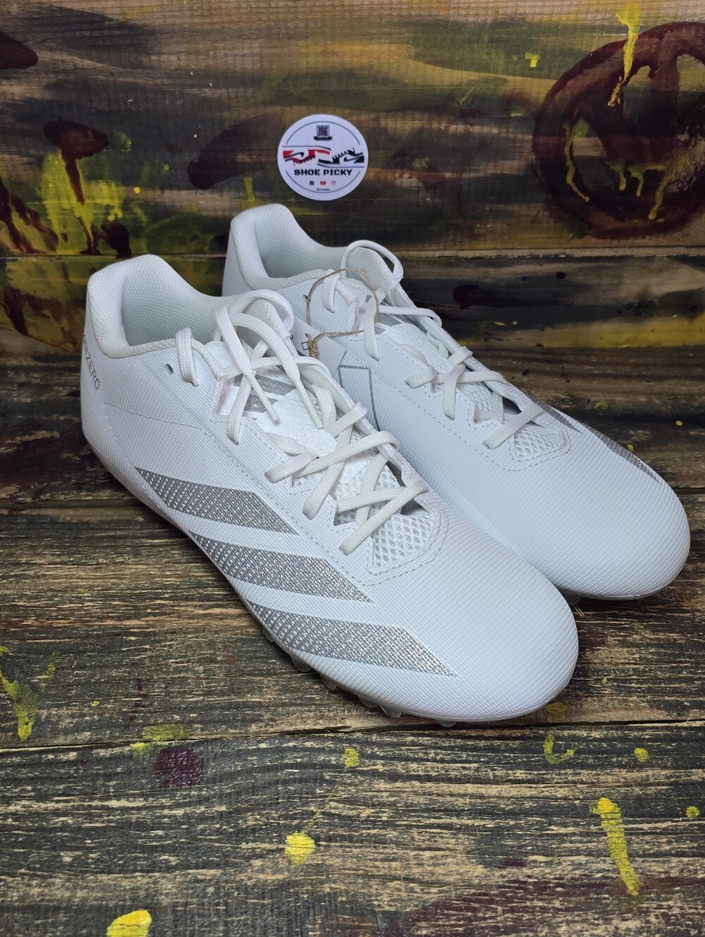 NEW Adidas Men's Sz 10.5 Adizero Electric 2 White Silver Football Cleats IF1903 - Picture 3 of 8